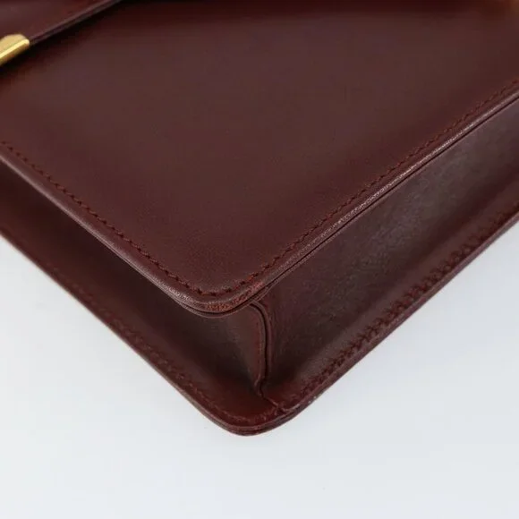 Authentic CARTIER Must Line Shoulder Bag Leather Bordeaux Gold